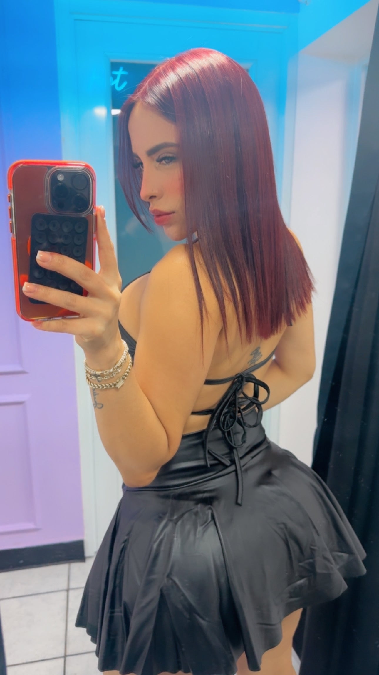Skirt black Lether