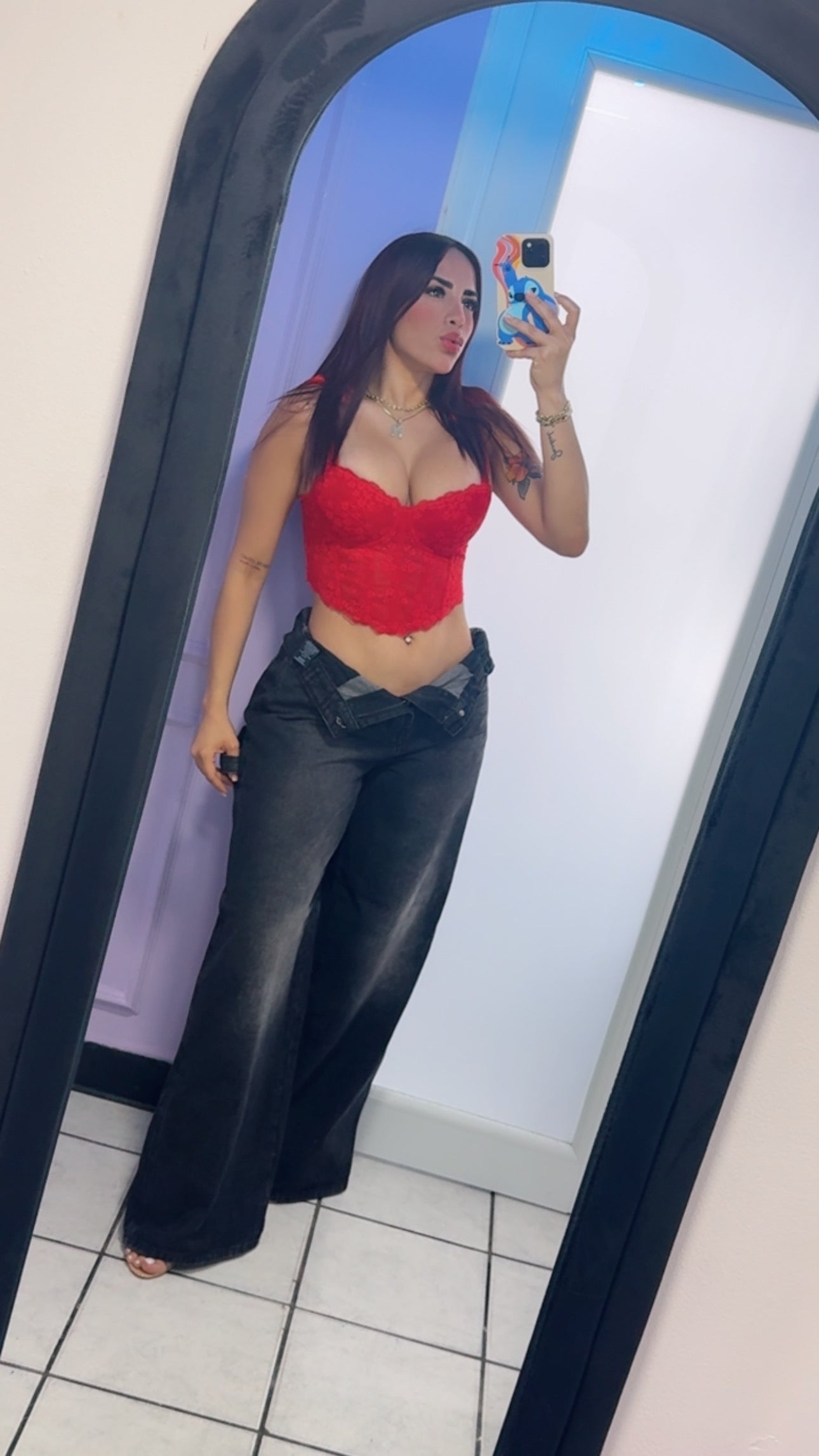 Red Lace Corset Top